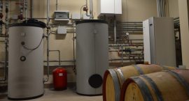 Pompa di calore NIBE F1345 per impianto aerotermico in azienda vinicola.