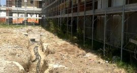 Scavi per impianto geotermico in palazzina di 24 appartamenti.